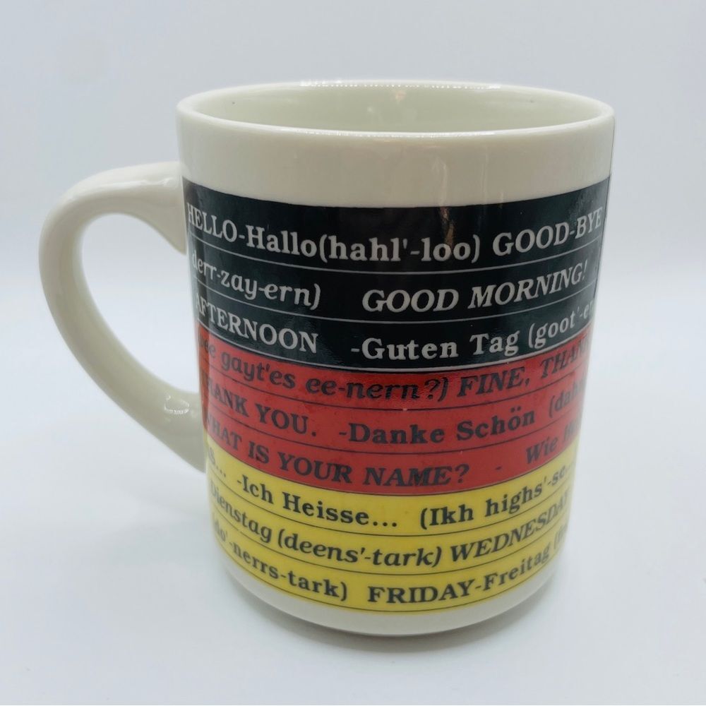 Vintage German Language Mug Bergquist Imports Cloquet Minnesota USA German Flag